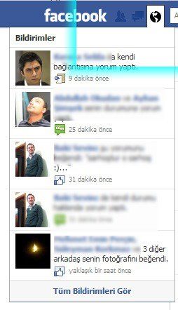 Facebook bildirim alanı